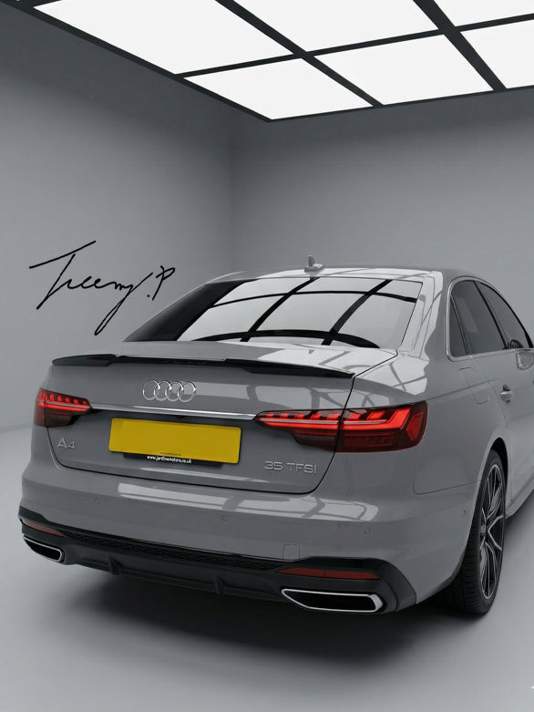 Audi RS4 B9 gloss black rear trunk spoiler sleek sporty design for 2017 to 2019 model
