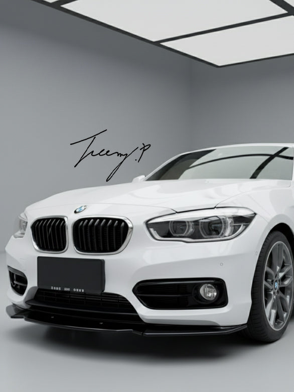 Gloss black front splitter spoiler lip for BMW 1 Series F20 F21 LCI non M Sport 2015 to 2019
