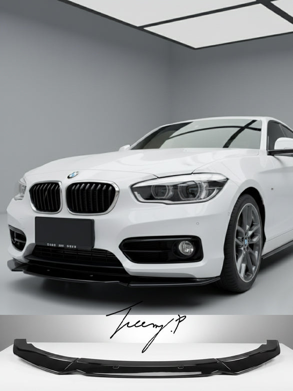 Gloss black front splitter spoiler lip for BMW 1 Series F20 F21 LCI non M Sport 2015 to 2019
