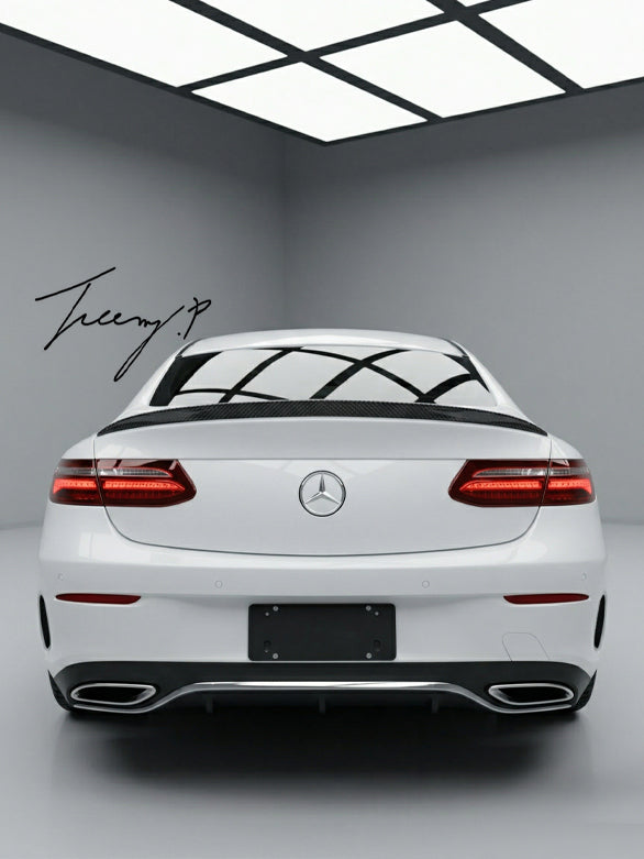 Gloss carbon rear boot spoiler for Mercedes E Class Coupe C238 2016 to 2020
