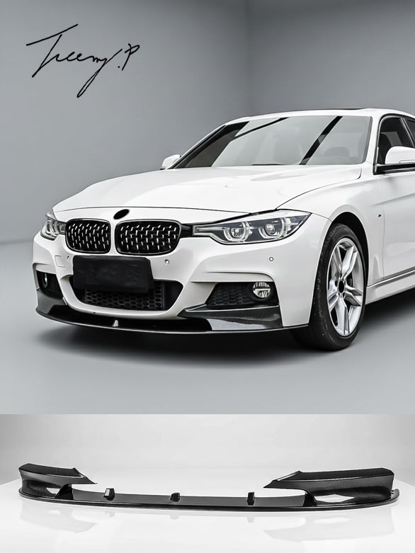 Carbon look front bumper lip splitter spoiler for BMW 3 Series F30/F31 M Sport (2012–2018).
