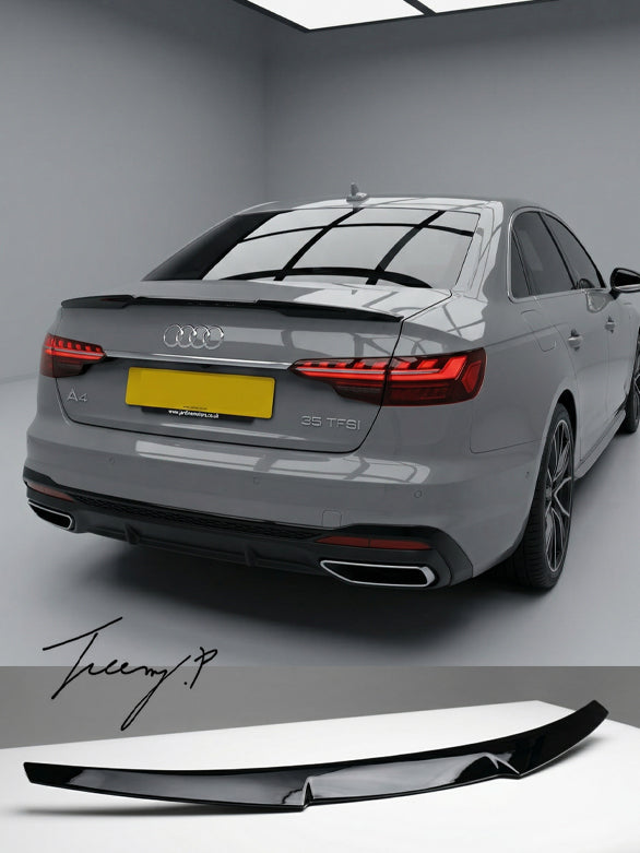 Audi RS4 B9 gloss black rear trunk spoiler sleek sporty design for 2017 to 2019 model
