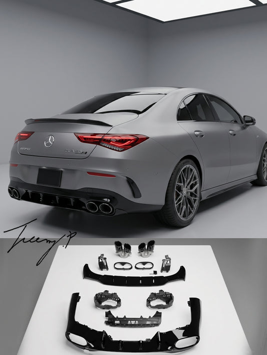Mercedes CLA45S AMG quad tailpipe rear diffuser bumper