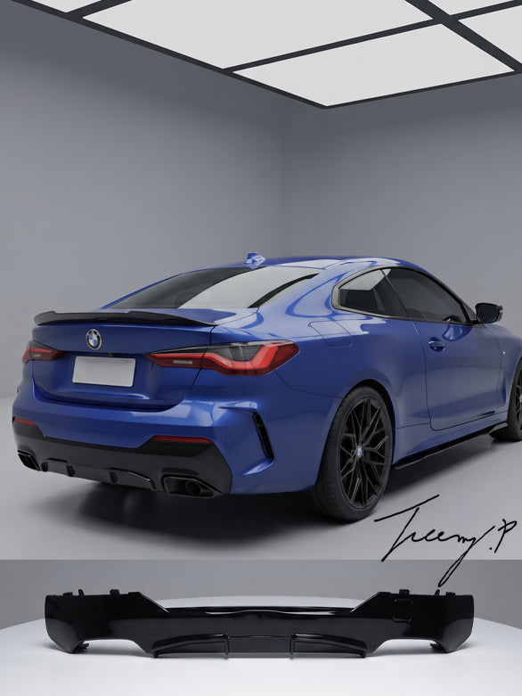 BMW 4 Series G22 M440i M440d 2020-2026 rear gloss black quad exit diffuser