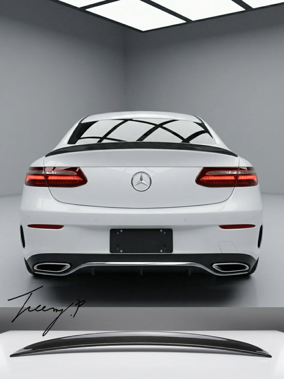 Gloss carbon rear boot spoiler for Mercedes E Class Coupe C238 2016 to 2020
