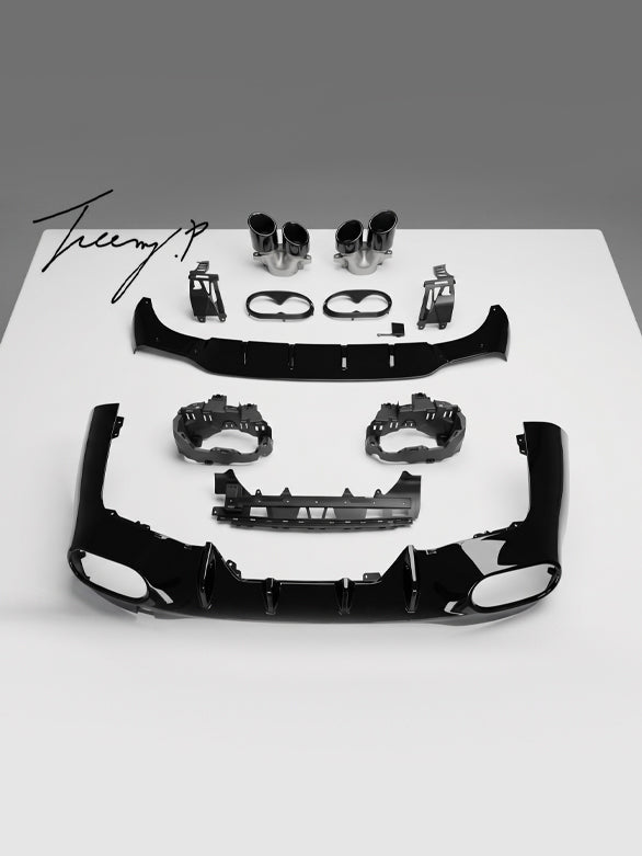 Mercedes CLA45S AMG quad tailpipe rear diffuser bumper