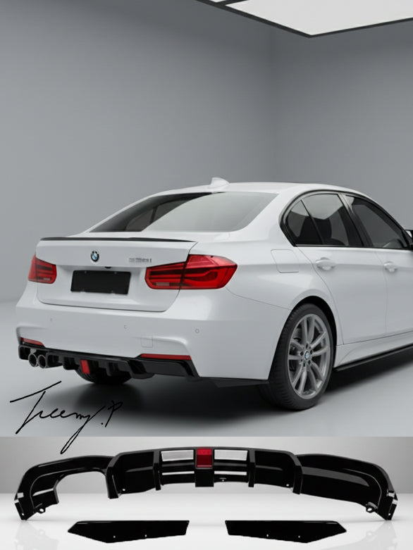Gloss black rear diffuser for BMW 3 Series F30 F31 twin exit
