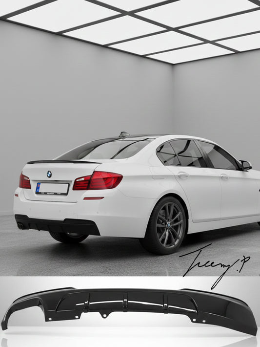 Gloss black rear diffuser for BMW 5 Series F10 F11 M Sport twin exit
