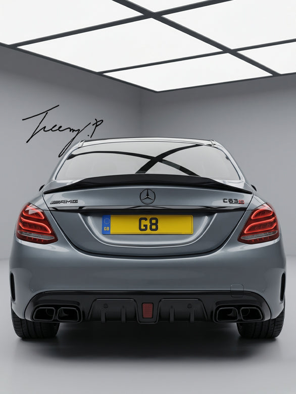 Mercedes C Class W205 PSM style gloss black rear spoiler lip
