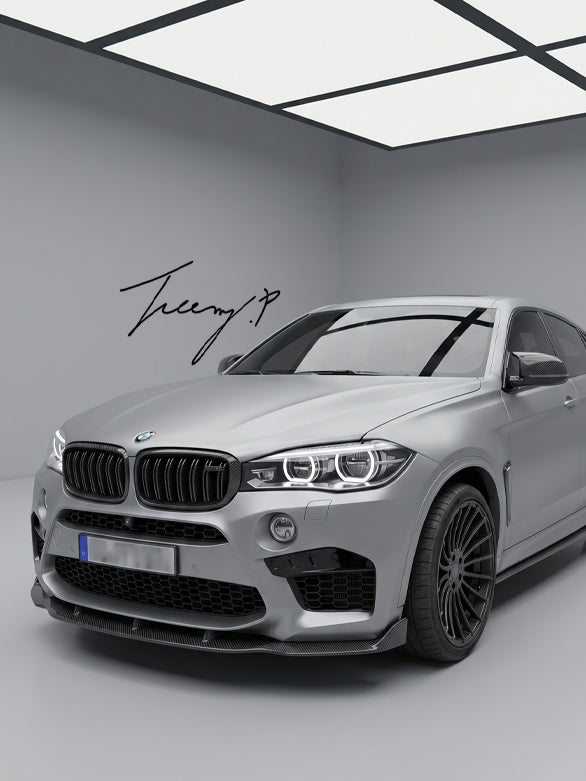 Carbon fiber front bumper lip spoiler for BMW X5M F85 and X6M F86 2014 to 2018