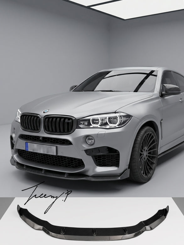 Carbon fiber front bumper lip spoiler for BMW X5M F85 and X6M F86 2014 to 2018