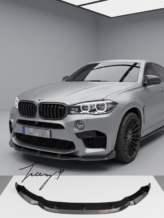 Carbon fiber front bumper lip spoiler for BMW X5M F85 and X6M F86 2014 to 2018