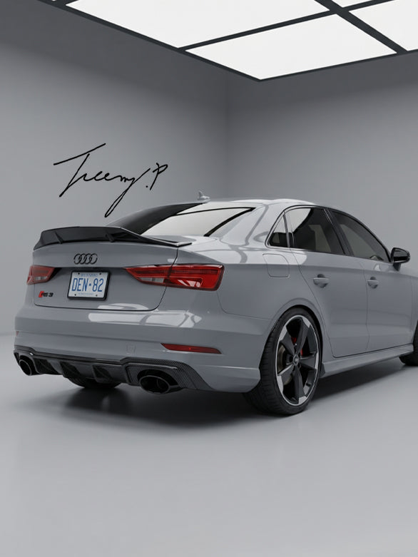 Audi A3 S3 RS3 8Y saloon gloss black high kick ducktail spoiler
