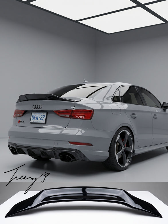 Audi A3 S3 RS3 8Y saloon gloss black high kick ducktail spoiler
