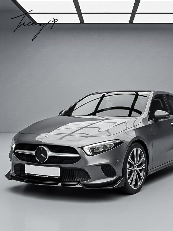 Mercedes-Benz A-Class W177 Hatchback V177 Sedan 2018-2022 Gloss Black Front Bumper Splitter Body Kit