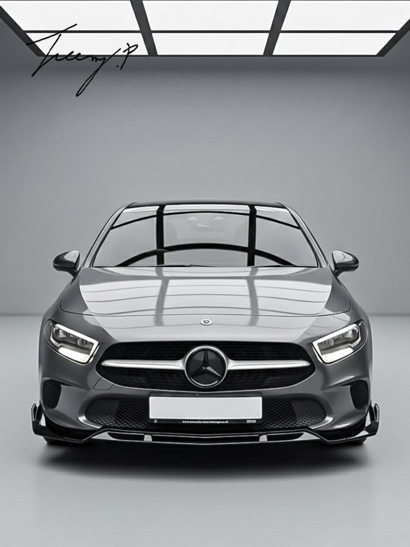 Mercedes-Benz A-Class W177 Hatchback V177 Sedan 2018-2022 Gloss Black Front Bumper Splitter Body Kit