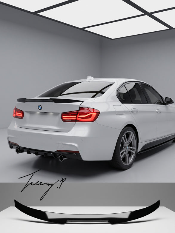 BMW 3 Series F30 gloss black M4 style rear boot spoiler lip
