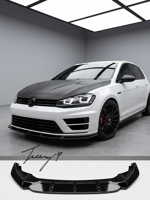 Gloss black front splitter lip for VW Golf R MK7 2013 to 2016 sporty aggressive styling
