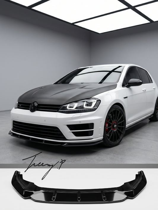 Gloss black front splitter lip for VW Golf R MK7 2013 to 2016 sporty aggressive styling
