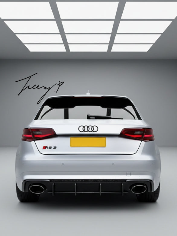Gloss Black Rear Blade Style Diffuser for Audi RS3 8V Hatchback 2017-2020
