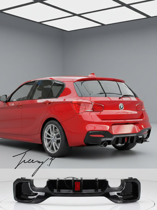 BMW 1 Series F20 F21 M Sport rear diffuser with LED light
