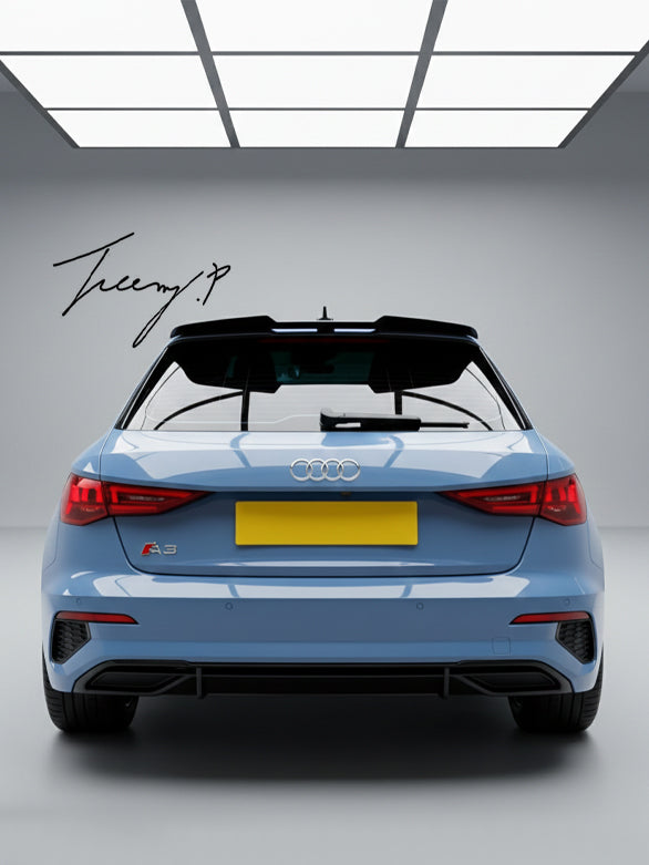 Rear Carbon Fibre Look Roof Spoiler Lip Wing Kit for Audi A3 S3 RS3 8Y Sportback 2020-2024