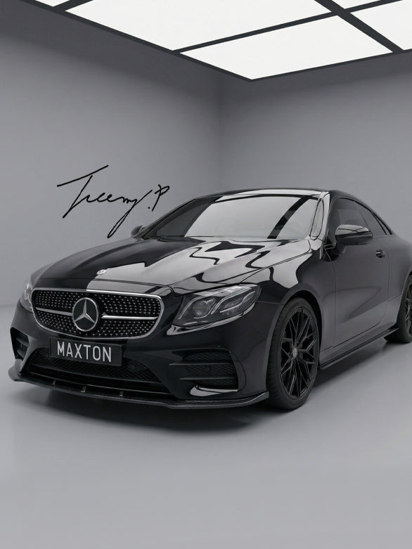 Gloss black front splitter for Mercedes E Class W213 C238 AMG Line E53 2017 to 2020

