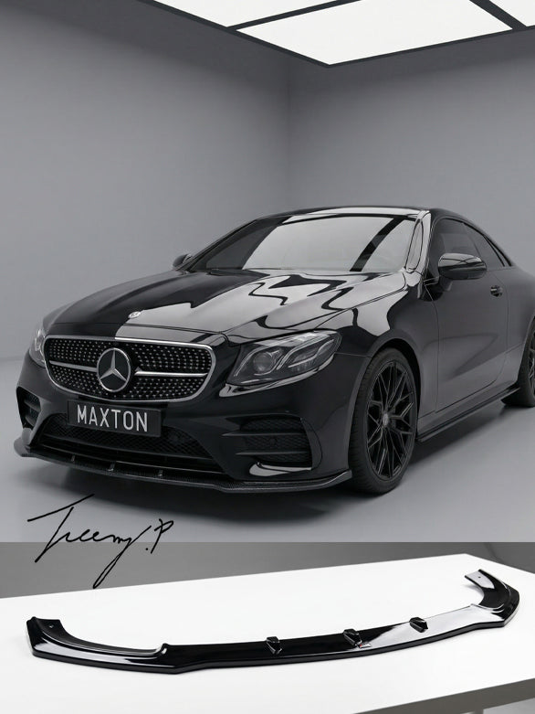 Gloss black front splitter for Mercedes E Class W213 C238 AMG Line E53 2017 to 2020
