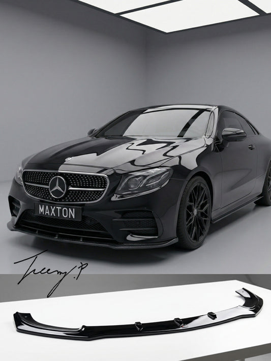 Gloss black front splitter for Mercedes E Class W213 C238 AMG Line E53 2017 to 2020
