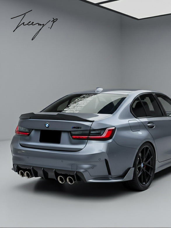 BMW 3 SERIES G20 2020+ GLOSS BLACK REAR HIGH PSM DUCKTAIL BOOT SPOILER BODYKIT