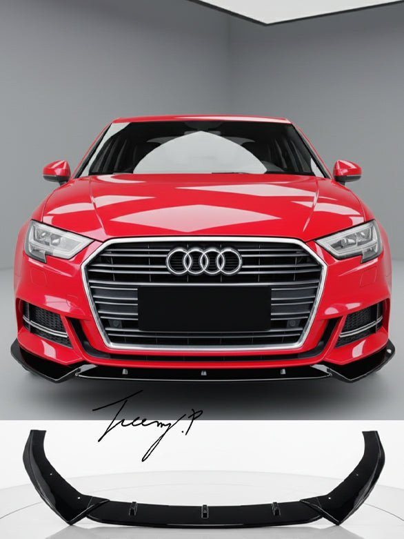 Audi A3 S3 S Line 8V gloss black front splitter spoiler lip body kit 2017 to 2020
