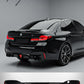 Gloss black rear valance diffuser quad exhaust for BMW 5 Series G30/G38 (2017–2022).

