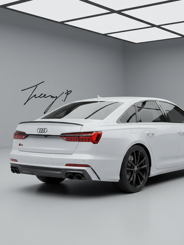 Gloss Black S4 Style Rear Boot Lip Spoiler Wing for Audi A6 S6 C8 Saloon 2018-2024