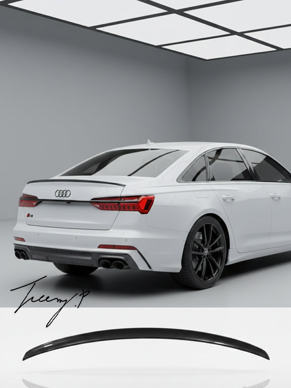 Gloss Black S4 Style Rear Boot Lip Spoiler Wing for Audi A6 S6 C8 Saloon 2018-2024