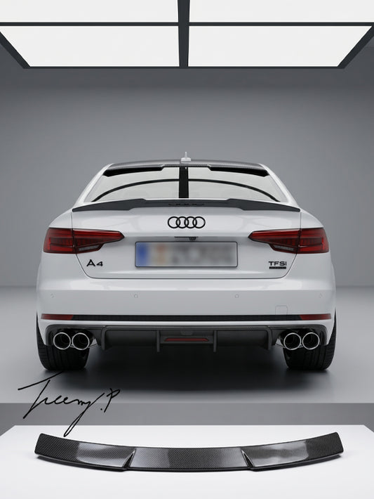 Audi A4 B9 saloon RS style gloss black rear window roof spoiler
