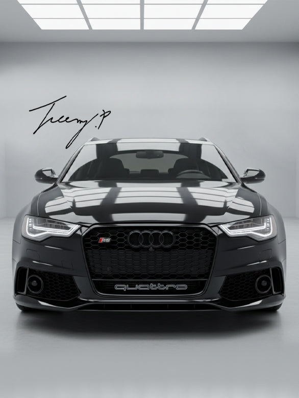 RS6 Style Gloss Black Front Main Grille Honeycomb Mesh for Audi A6 S6 C7 2013-2015