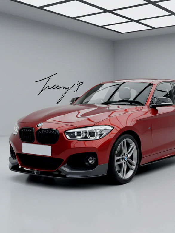 Carbon look front spoiler splitter lip for BMW 1 Series F20 F21 LCI M Sport 2015 to 2019
