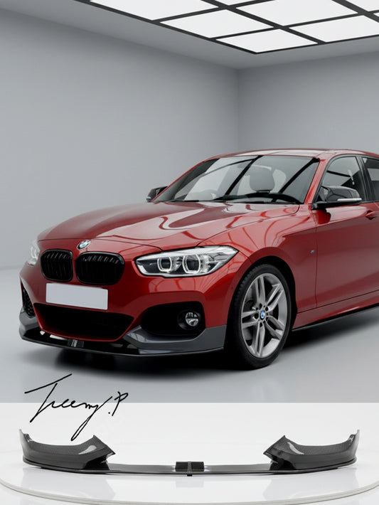 Carbon look front spoiler splitter lip for BMW 1 Series F20 F21 LCI M Sport 2015 to 2019
