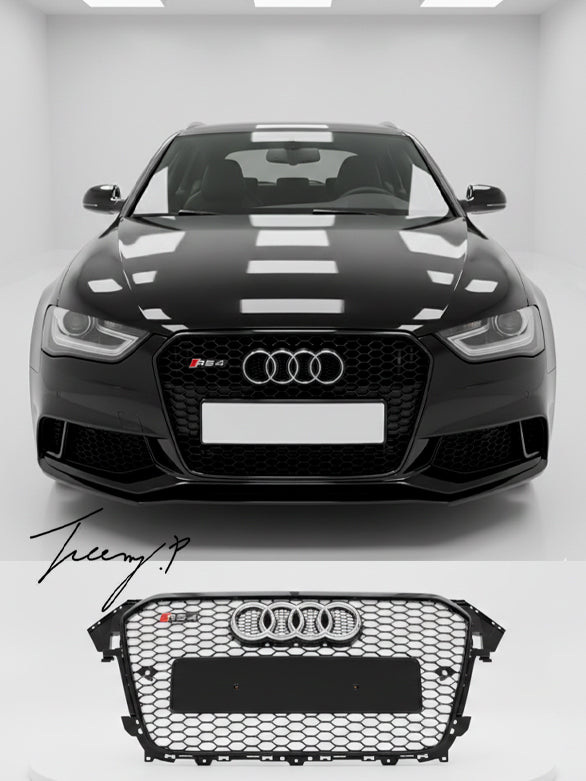 Audi A4 S4 RS4 style gloss black honeycomb front grille
