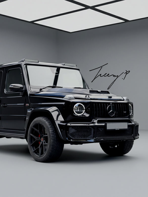 Gloss black GT grille and headlight covers for Mercedes G Wagon W463A
