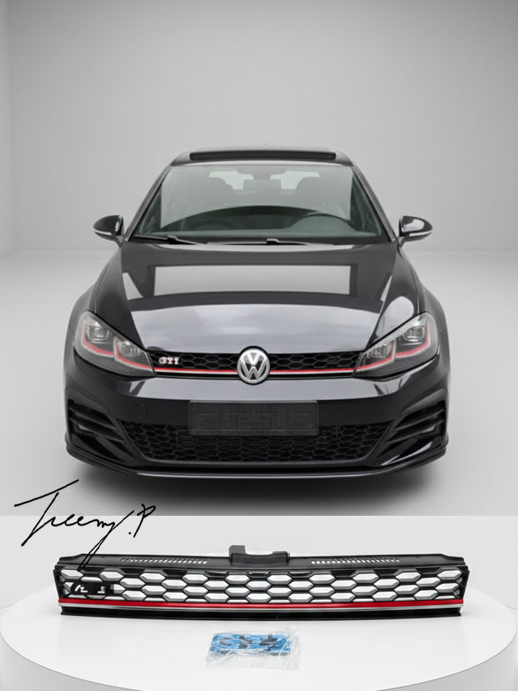 Gloss black GTI look front grille with red stripe for VW Golf MK7.5
