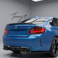 Carbon fiber-look MTC-style rear diffuser splitter installed on a 2015-2020 BMW M2 F87