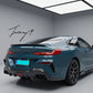 BMW 8 Series G15 and F92 M8 coupe real carbon fiber V style rear boot spoiler sporty aerodynamic upgrade
