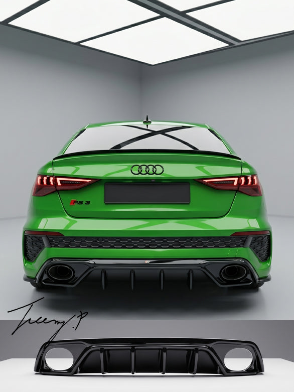 Audi RS3 8Y saloon gloss black rear diffuser valance