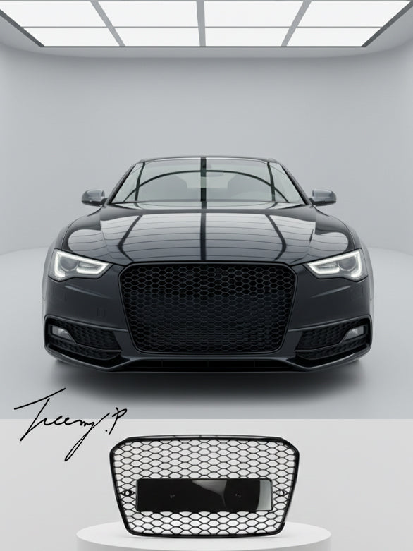 Gloss black RS5 style honeycomb front grille for Audi A5
