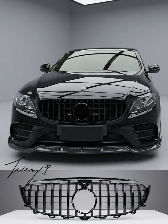 Gloss black Panamericana GT style front grille for Mercedes E Class W213 2016 to 2020
