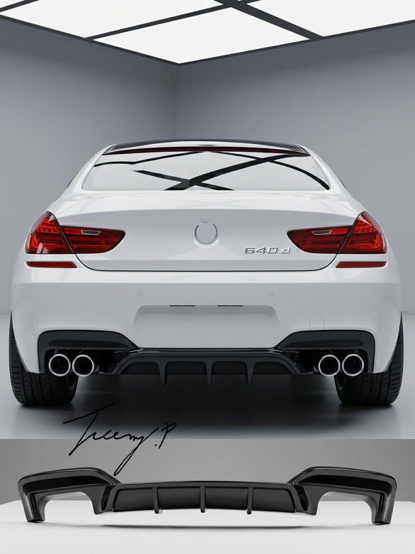 BMW 6 Series F06 F12 F13 M Sport gloss carbon effect rear bumper diffuser sporty aggressive styling upgrade
