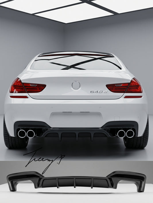 BMW 6 Series F06 F12 F13 M Sport gloss carbon effect rear bumper diffuser sporty aggressive styling upgrade
