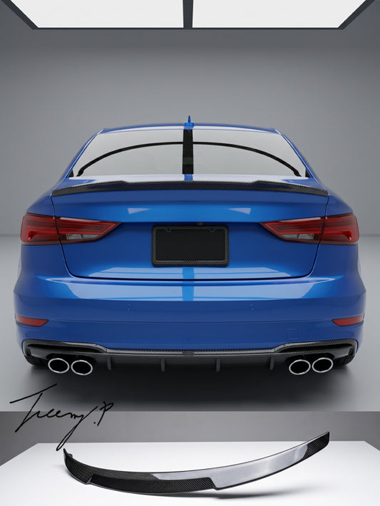 Audi A3 8Y saloon carbon fibre look V style rear boot spoiler