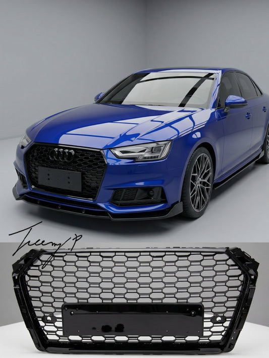Audi S4 B9 Avant honeycomb gloss black RS4 style front grille 2015–2019
